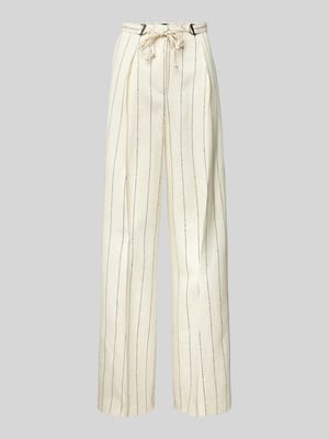 Wide leg linnen broek met strikceintuur, model 'Tiana' Shop The Look MANNEQUINE