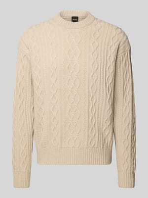 Regular Fit Strickpullover aus reiner Schurwolle Modell 'KABLETO' Shop The Look MANNEQUINE