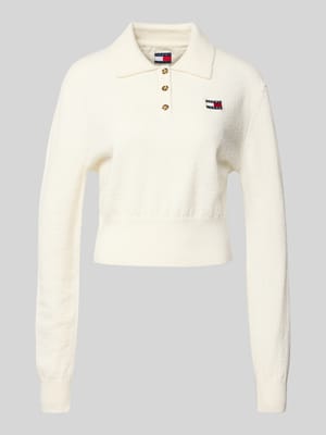 Kort gebreid poloshirt met alpacawol, model 'TJW FLUFFY POLO SWEATER' Shop The Look MANNEQUINE