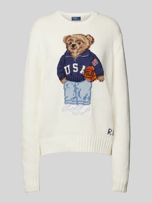 Strickpullover mit Motiv-Stitching Modell 'BBALL' Shop The Look MANNEQUINE