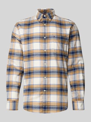 Regular fit flanellen overhemd van puur katoen Shop The Look MANNEQUINE