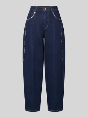 Barrel Fit Jeans aus reiner Baumwolle mit Strasssteinbesatz Shop The Look MANNEQUINE