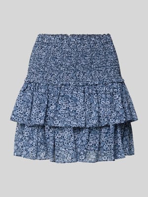 Mini spódnica z falbankowym dołem i detalami ze smockingiem Shop The Look MANNEQUINE