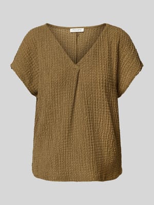 Relaxed Fit T-Shirt mit V-Ausschnitt und Zierfalte Shop The Look MANNEQUINE