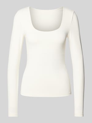 Bluzka z długim rękawem i głębokim, okrągłym dekoltem model ‘LEA’ Shop The Look MANNEQUINE