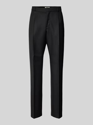 Slim fit pantalon van scheerwol met persplooien, model 'Pieter' Shop The Look MANNEQUINE