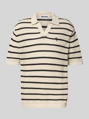 Strickshirt mit Polokragen und Label-Stitching Shop The Look MANNEQUINE