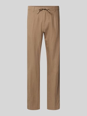 Straight leg linnenbroek met tunnelkoord model 'LEROY' Shop The Look MANNEQUINE