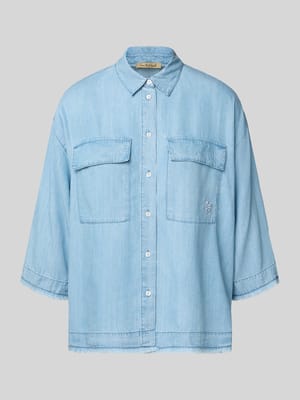 Relaxed Fit Jeansbluse mit Fransen Shop The Look MANNEQUINE