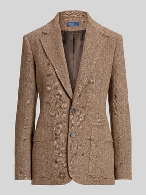 Dopasowany długi blezer z Mieszanka lnu i jedwabiu z Dodatek wełny Model 'HERTIAGE' Shop The Look MANNEQUINE