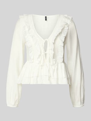 bluzka z długim rękawem o kroju regular fit z mieszanki wiskozy model 'ZOEY' Shop The Look MANNEQUINE