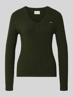 Gebreide pullover met V-hals en logostitching Shop The Look MANNEQUINE