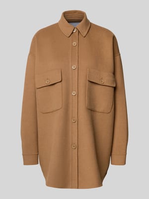 Oversized overhemdblouse met opgestikte borstzakken van wolmix - curated by Maja Weyhe Shop The Look MANNEQUINE