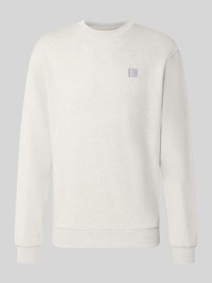 Regular fit sweatshirt van puur katoen met labelpatch Shop The Look MANNEQUINE