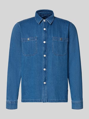 Hemdjacke aus Baumwoll-Leinen-Mix in Denim-Optik Shop The Look MANNEQUINE