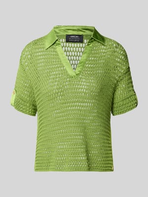 Strickshirt mit Polokragen und verlängertem Rücken Shop The Look MANNEQUINE