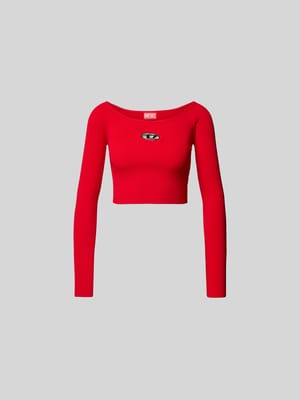 Cropped Longsleeve mit Label-Detail Shop The Look MANNEQUINE
