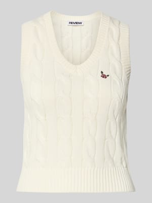 Pullunder mit Zopfmuster und V-Ausschnitt Shop The Look MANNEQUINE