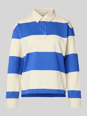 Regular Fit Langarm-Poloshirt mit verdeckter Knopfleiste Shop The Look MANNEQUINE