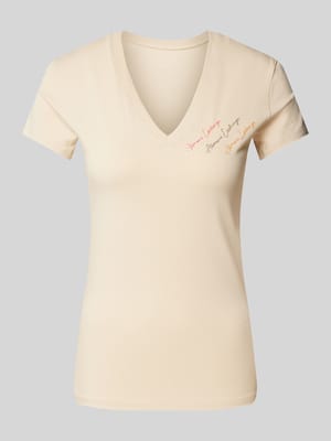 T-shirt met label met siersteentjes Shop The Look MANNEQUINE