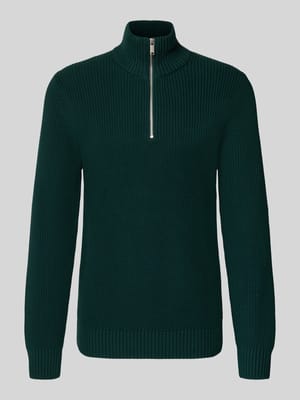 Slim Fit Strickpullover aus reiner Baumwolle mit Troyer-Kragen Shop The Look MANNEQUINE
