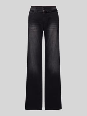 Jeansy z szeroką nogawką i paskiem model ‘LIZ BELT’ Shop The Look MANNEQUINE