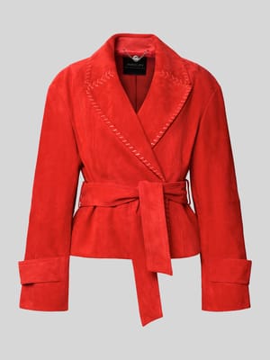 Lederjacke mit Bindegürtel Shop The Look MANNEQUINE