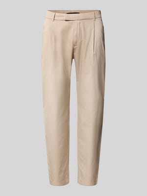 slim fit pantalon met biezen en Franse steekzakken Shop The Look MANNEQUINE