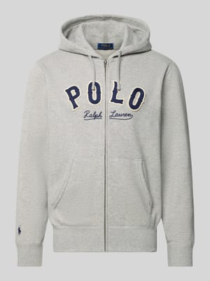 Sweatjacke mit Label-Stitching und Känguru-Tasche Shop The Look MANNEQUINE