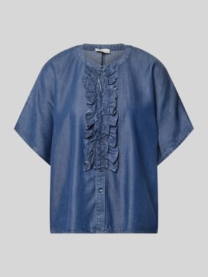 Relaxed Fit Bluse in Denim-Optik mit Rüschen Shop The Look MANNEQUINE