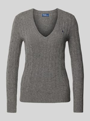 Strickpullover aus Wolle-Kaschmir-Mix mit Zopfmuster Shop The Look MANNEQUINE