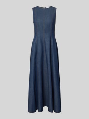Midikleid aus Baumwoll-Leinen-Mix mit Rundhalsausschnitt Shop The Look MANNEQUINE