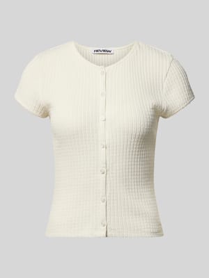 Slim Fit T-Shirt mit durchgängiger Knopfleiste Modell 'AJOUR' Shop The Look MANNEQUINE