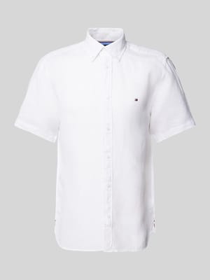 Regular fit linnen overhemd met button-downkraag Shop The Look MANNEQUINE