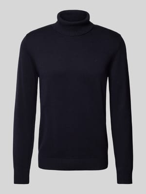 Rollkragenpullover mit Woll-Anteil und Label-Stitching Shop The Look MANNEQUINE