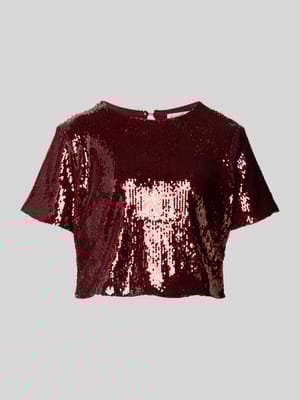Kort blouseshirt met all-over pailletten, model 'Diana' Shop The Look MANNEQUINE
