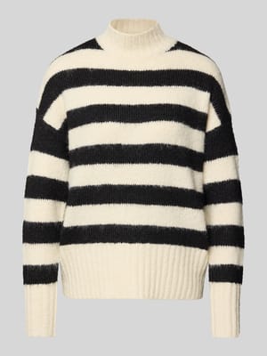 Sweter z dzianiny z prążkowanymi wykończeniami model ‘ILENE’ Shop The Look MANNEQUINE