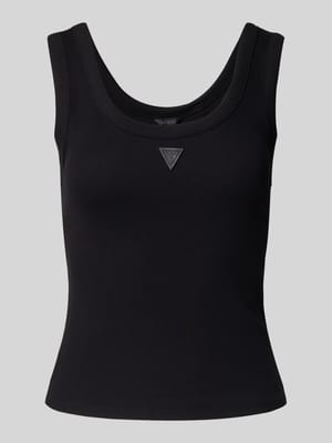 Tanktop in Ripp-Optik mit Label-Detail Shop The Look MANNEQUINE