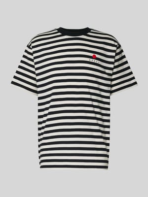 T-shirt z wyhaftowanym detalami model ‘BASIC STRIPE’ Shop The Look MANNEQUINE
