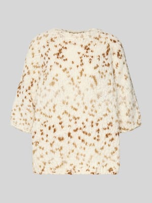 Sweter z dzianiny z okrągłym dekoltem i rękawem o dł. 1/2 Shop The Look MANNEQUINE