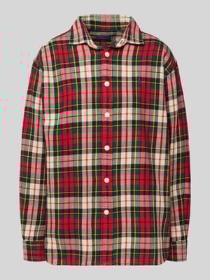 Relaxed fit overhemdblouse met labelstitching Shop The Look MANNEQUINE