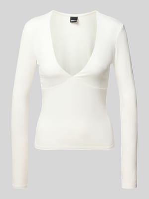 Longsleeve aus Viskose-Elasthan-Mix mit V-Ausschnitt Shop The Look MANNEQUINE