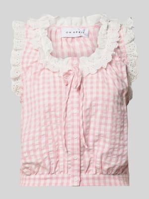 Cropped Blusentop mit Rüschen Modell 'Sona' Shop The Look MANNEQUINE
