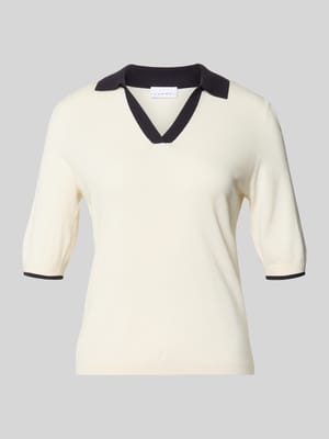 Strickshirt aus Viskose-Mix mit Polokragen und V-Ausschnitt Shop The Look MANNEQUINE