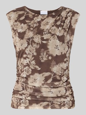 T-Shirt mit Raffungen und Rundhalsausschnitt Shop The Look MANNEQUINE