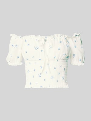 Slim Fit Blusentop mit Allover-Muster Modell 'HILLARY' Shop The Look MANNEQUINE