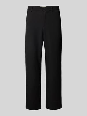 Straight leg stoffen broek met labeldetail Shop The Look MANNEQUINE