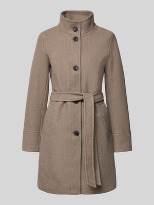 Lange jas met strikceintuur, model 'Cilia' Shop The Look MANNEQUINE