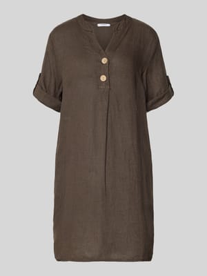 Sukienka tunikowa z lnu z dekoltem w serek model 'Ki44ra' Shop The Look MANNEQUINE
