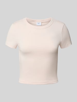 T-shirt met geribde ronde hals Shop The Look MANNEQUINE